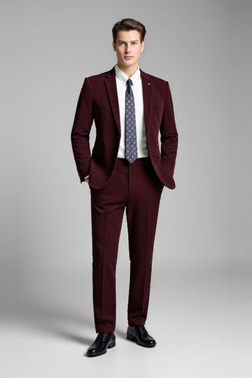 Bourgogne 2 pièces revers crantés Costumes homme